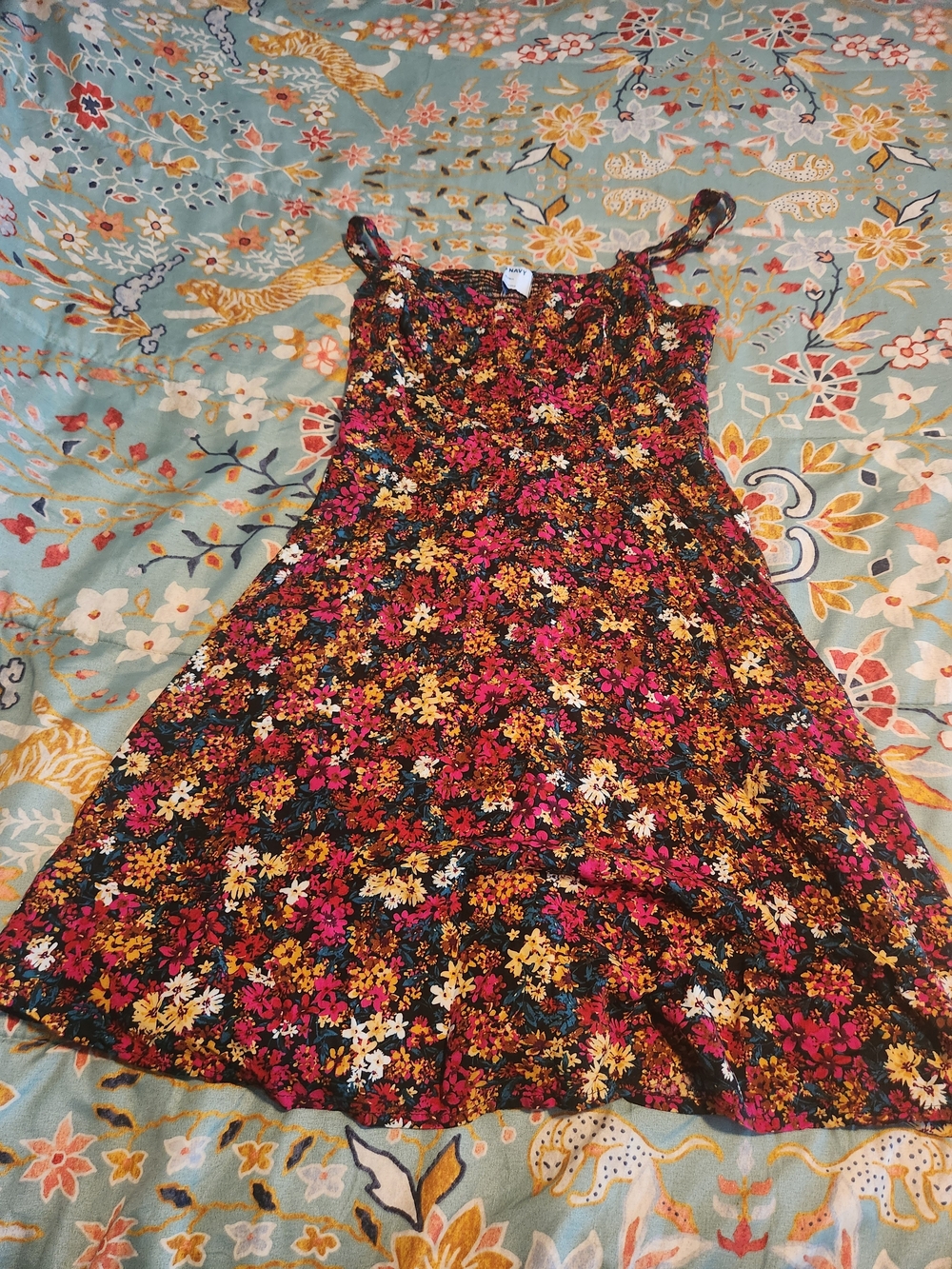 Floral Sundress in Black and Pink - Women's Summer Dress